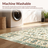 Ultra Soft Area Rug, Non Slip, Stain Resistant, Washable Area Rugs for Living Room, Bedroom, Boho Farmhouse Area Beige Sage Green Floral Print(Beige)