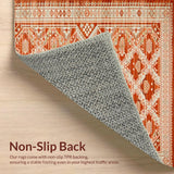 Ultra Soft Area Rug, Non Slip, Stain Resistant, Washable Area Rugs for Living Room, Bedroom, Elegant Striped Rustic Harmony(Orange)