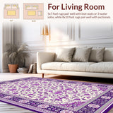 Ultra Soft Area Rug, Non Slip, Stain Resistant, Washable Area Rugs for Living Room, Bedroom, Trendy Minimalist Floral Aesthetic(Purple)