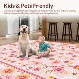 Ultra Soft Area Rug, Non Slip, Stain Resistant, Washable Area Rugs for Living Room, Bedroom, Charming Daisy Floral Delight(Pink)