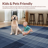 Ultra Soft Area Rug, Non Slip, Stain Resistant, Washable Area Rugs for Living Room, Bedroom, Sophisticated Navy Blue Tiling(Blue)