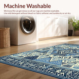 Ultra Soft Area Rug, Non Slip, Stain Resistant, Washable Area Rugs for Living Room, Bedroom, Abstract Boho Cream(Blue)