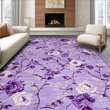 Ultra Soft Area Rug, Non Slip, Stain Resistant, Washable Area Rugs for Living Room, Bedroom, Elegant Soft Colorful Bloom Patterns(Purple)