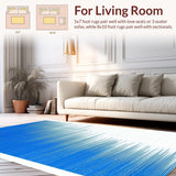 Ultra Soft Area Rug, Non Slip, Stain Resistant, Washable Area Rugs for Living Room, Bedroom, Rustic Textured Wave Design(Blue)