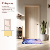 Ultra Soft Area Rug, Non Slip, Stain Resistant, Washable Area Rugs for Living Room, Bedroom, Mermaid Theme Girls Bedroom Pastel Area Rug(Purple)