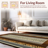 Ultra Soft Area Rug, Non Slip, Stain Resistant, Washable Area Rugs for Living Room, Bedroom, Earthy Tones Contemporary Motif(Brown)
