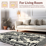 Ultra Soft Area Rug, Non Slip, Stain Resistant, Washable Area Rugs for Living Room, Bedroom, Contemporary Monochrome Animal Motif(Black)