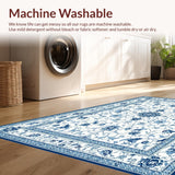 Ultra Soft Area Rug, Non Slip, Stain Resistant, Washable Area Rugs for Living Room, Bedroom, Sophisticated Colorful Plant Patterns(White)