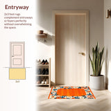 Ultra Soft Area Rug, Non Slip, Stain Resistant, Washable Area Rugs for Living Room, Bedroom, Charming Cheerful Patterned Accent(Orange)