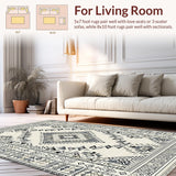 Ultra Soft Area Rug, Non Slip, Stain Resistant, Washable Area Rugs for Living Room, Bedroom, Trendy Earthy Toned Geometric Style(Gray)