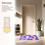 Ultra Soft Area Rug, Non Slip, Stain Resistant, Washable Area Rugs for Living Room, Bedroom, Colorful Fantasy Creature Playground(Purple)