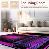 Ultra Soft Area Rug, Non Slip, Stain Resistant, Washable Area Rugs for Living Room, Bedroom, Dynamic Geometric Pixel Motif(Purple)
