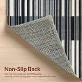 Ultra Soft Area Rug, Non Slip, Stain Resistant, Washable Area Rugs for Living Room, Bedroom, Timeless Monochrome Striped Aesthetic(Black)