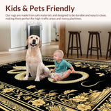 Ultra Soft Area Rug, Non Slip, Stain Resistant, Washable Area Rugs for Living Room, Bedroom, Striking Artistic Bird Pattern(Gold)