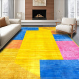 Ultra Soft Area Rug, Non Slip, Stain Resistant, Washable Area Rugs for Living Room, Bedroom, Contemporary Multicolor Mosaic Art(Yellow)
