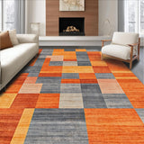 Ultra Soft Area Rug, Non Slip, Stain Resistant, Washable Area Rugs for Living Room, Bedroom, Sophisticated Abstract Linear Elements(Orange)