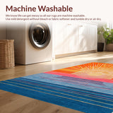 Ultra Soft Area Rug, Non Slip, Stain Resistant, Washable Area Rugs for Living Room, Bedroom, Artistic Round Design with Radiance(Orange)