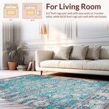 Ultra Soft Area Rug, Non Slip, Stain Resistant, Washable Area Rugs for Living Room, Bedroom, Whimsical Cozy Ogee Pattern(Blue)