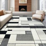 Ultra Soft Area Rug, Non Slip, Stain Resistant, Washable Area Rugs for Living Room, Bedroom, Reversible Black and White Striped Rug for Outdoor Entrance Decor(Gray)