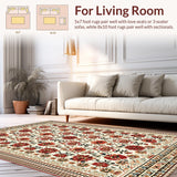 Ultra Soft Area Rug, Non Slip, Stain Resistant, Washable Area Rugs for Living Room, Bedroom, Vintage Floral Non-Slip Bedroom Area Carpet(White)