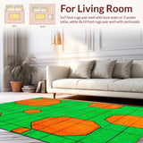 Ultra Soft Area Rug, Non Slip, Stain Resistant, Washable Area Rugs for Living Room, Bedroom, Sleek Contemporary Striped Pattern(Green)