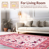 Ultra Soft Area Rug, Non Slip, Stain Resistant, Washable Area Rugs for Living Room, Bedroom, Enchanting Floral Insect Fusion(Pink)