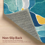 Ultra Soft Area Rug, Non Slip, Stain Resistant, Washable Area Rugs for Living Room, Bedroom, Funky Coastal Mosaic Rug Featuring Abstract Seashells and Surfboard Shapes(Blue)