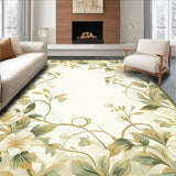 Ultra Soft Area Rug, Non Slip, Stain Resistant, Washable Area Rugs for Living Room, Bedroom, Floral Sage Area Easy Clean(Beige)