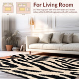 Ultra Soft Area Rug, Non Slip, Stain Resistant, Washable Area Rugs for Living Room, Bedroom, Stylish Zebra Design Rug for Contemporary Small Spaces(Beige)