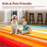 Ultra Soft Area Rug, Non Slip, Stain Resistant, Washable Area Rugs for Living Room, Bedroom, Boho Sunrise Stripe Rug With Easy Clean Surface For Versatile Decorating(Red)