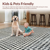 Ultra Soft Area Rug, Non Slip, Stain Resistant, Washable Area Rugs for Living Room, Bedroom, Geometric Mosaic Rug(Black)