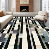 Ultra Soft Area Rug, Non Slip, Stain Resistant, Washable Area Rugs for Living Room, Bedroom, Retro-Inspired Black and White Striped Area Carpet Design(Black)