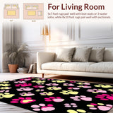 Ultra Soft Area Rug, Non Slip, Stain Resistant, Washable Area Rugs for Living Room, Bedroom, Bright Cheerful Pet Footprint Art(Black)