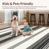 Ultra Soft Area Rug, Non Slip, Stain Resistant, Washable Area Rugs for Living Room, Bedroom, Minimalist Color-Infused Stripe Theme(Gray)