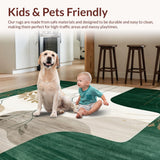 Ultra Soft Area Rug, Non Slip, Stain Resistant, Washable Area Rugs for Living Room, Bedroom, Abstract Shape Beige Dark Green(Green)