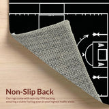 Vintage Basketball Play Diagram Rug with Chalkboard Style Court Sketch(White)