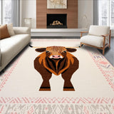 Ultra Soft Area Rug, Non Slip, Stain Resistant, Washable Area Rugs for Living Room, Bedroom, Rustic Whimsical Animal Illustration(Beige)