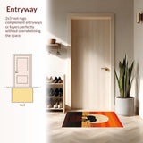 Ultra Soft Area Rug, Non Slip, Stain Resistant, Washable Area Rugs for Living Room, Bedroom, Minimalist Abstract Fauna Illustration(Orange)