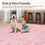 Ultra Soft Area Rug, Non Slip, Stain Resistant, Washable Area Rugs for Living Room, Bedroom, Dainty Pink Bow Design Accent Carpet for Charming Appeal(Pink)