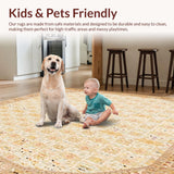 Ultra Soft Area Rug, Non Slip, Stain Resistant, Washable Area Rugs for Living Room, Bedroom, Stylish Round with Interlaced Lattice and Floral Motifs(Beige)