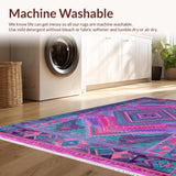 Ultra Soft Area Rug, Non Slip, Stain Resistant, Washable Area Rugs for Living Room, Bedroom, Chic Teal and Pink Mosaic Blend(Pink)