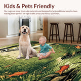 Ultra Soft Area Rug, Non Slip, Stain Resistant, Washable Area Rugs for Living Room, Bedroom, Charming Multicolor Coastal Aesthetic(Green)