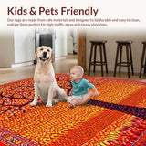 Ultra Soft Area Rug, Non Slip, Stain Resistant, Washable Area Rugs for Living Room, Bedroom, Whimsical Colorful Garden Scene(Orange)