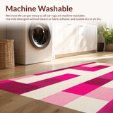 Ultra Soft Area Rug, Non Slip, Stain Resistant, Washable Area Rugs for Living Room, Bedroom, Fashionably Faded Yoga Space Non-Shedding Rug(Pink)