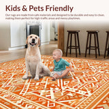 Ultra Soft Area Rug, Non Slip, Stain Resistant, Washable Area Rugs for Living Room, Bedroom, Minimalist Neutral Geometric Influence(Orange)