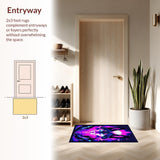 Ultra Soft Area Rug, Non Slip, Stain Resistant, Washable Area Rugs for Living Room, Bedroom, Vibrant Mystic Animal Pattern(Purple)