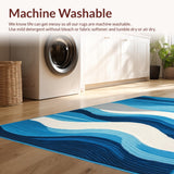 Ultra Soft Area Rug, Non Slip, Stain Resistant, Washable Area Rugs for Living Room, Bedroom, Serene Coastal Abstract Design(Blue)