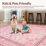 Ultra Soft Area Rug, Non Slip, Stain Resistant, Washable Area Rugs for Living Room, Bedroom, Delicate Feminine Whimsical Touch(Pink)