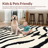 Ultra Soft Area Rug, Non Slip, Stain Resistant, Washable Area Rugs for Living Room, Bedroom, Bold Safari Style Narrow Space Rug(Black)
