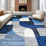 Ultra Soft Area Rug, Non Slip, Stain Resistant, Washable Area Rugs for Living Room, Bedroom, Minimalist Linear Lattice Aesthetic(Blue)
